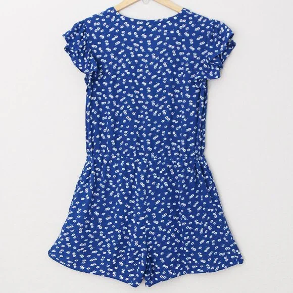 Rails Chloe Cobalt Floating Daisies Romper S Flutter Sleeves Blue Revolve $178 - Picture 7 of 16